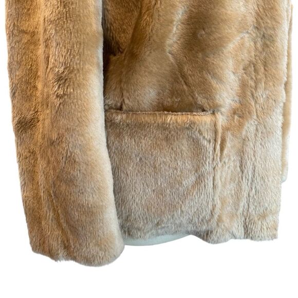 LOFT Faux Fur Cream Front Zip Long Sleeve Jacket Women's S - Picture 4 of 8